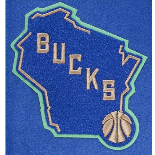Milwaukee Bucks 2023/24 City Edition Royal Varsity Jacket - Image 7
