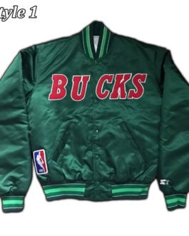 Milwaukee Bucks Ambassador Green and White Satin Jacket