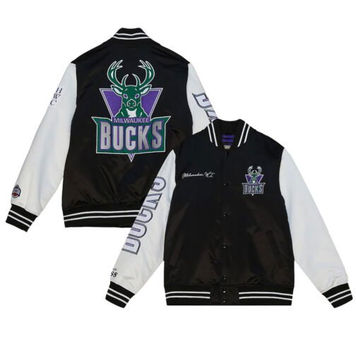 Milwaukee Bucks Team Origins Varsity Satin Jacket - Image 7