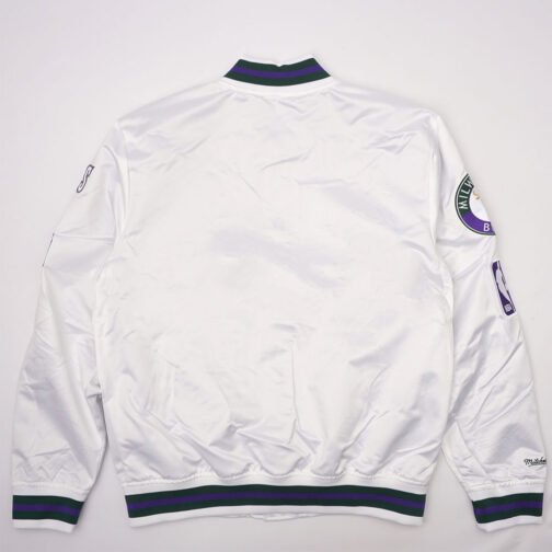 Milwaukee Bucks City Collection White Varsity Satin Jacket - Image 4
