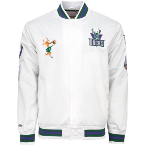 Milwaukee Bucks City Collection White Varsity Satin Jacket