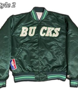 Milwaukee Bucks Ambassador Green and White Satin Jacket