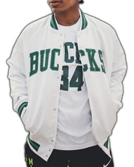Milwaukee Bucks Hardwood Classics Mixtape Satin White Jacket