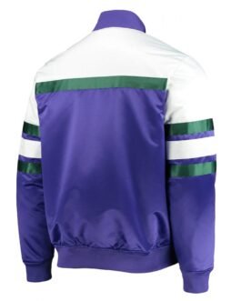 Hardwood Classics Script Milwaukee Bucks Purple Satin Jacket