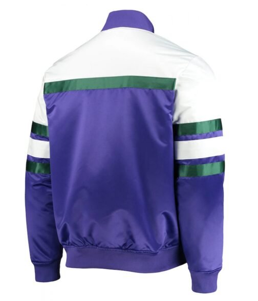 Hardwood Classics Script Milwaukee Bucks Purple Satin Jacket - Image 2