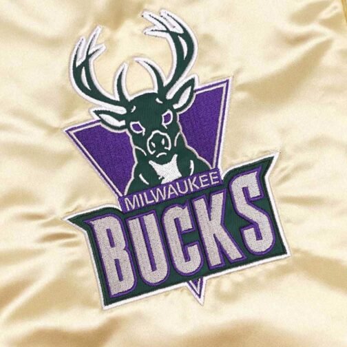 Milwaukee Bucks Golden Lightweight Satin Jacket - Image 3
