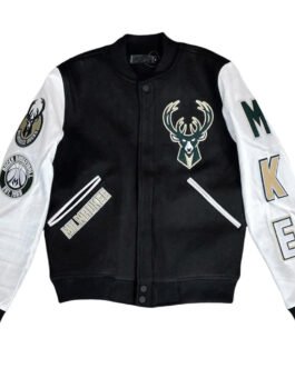 Milwaukee Bucks Black Letterman Jacket