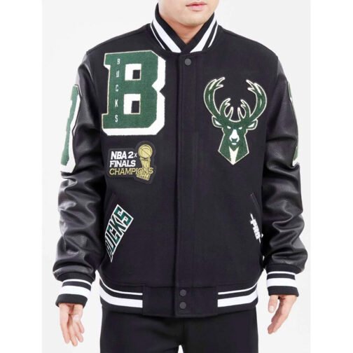 Mashup Milwaukee Bucks Varsity Black Jacket
