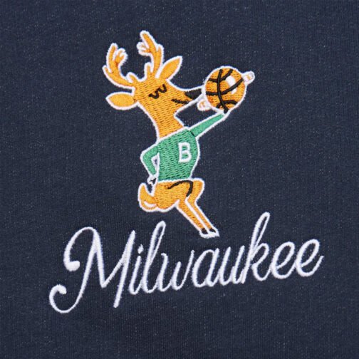 Milwaukee Bucks Navy and White Fleece Varsity Jacket - Image 4