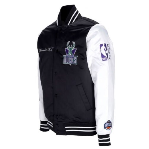 Milwaukee Bucks Team Origins Varsity Satin Jacket - Image 4