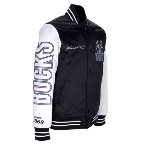 Milwaukee Bucks Team Origins Varsity Satin Jacket - Image 3