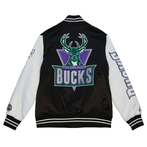 Milwaukee Bucks Team Origins Varsity Satin Jacket - Image 6