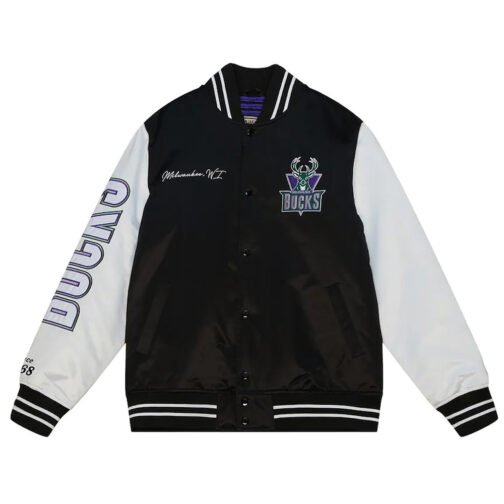 Milwaukee Bucks Team Origins Varsity Satin Jacket - Image 5