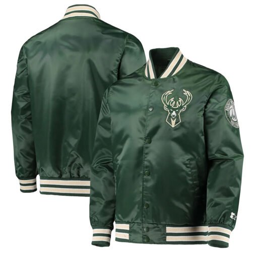 Milwaukee Bucks The Diamond Hunter Green Satin Jacket - Image 3