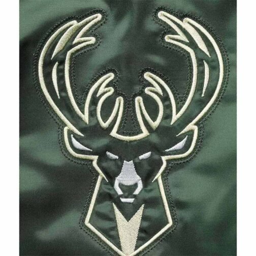 Milwaukee Bucks The Diamond Hunter Green Satin Jacket - Image 4