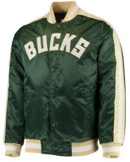 The Offensive Milwaukee Bucks Varsity Green Satin Jacket