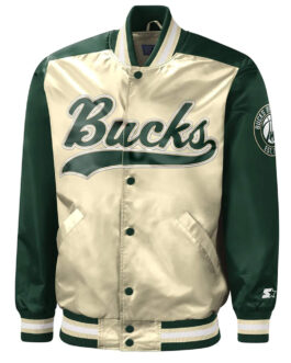 The Tradition II Milwaukee Bucks Green/Cream Satin Jacket