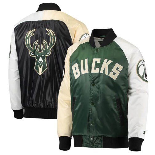 Milwaukee Bucks Tricolor Remix Satin Jacket - Image 3