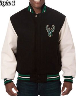 Milwaukee Bucks Black/White Varsity Jacket