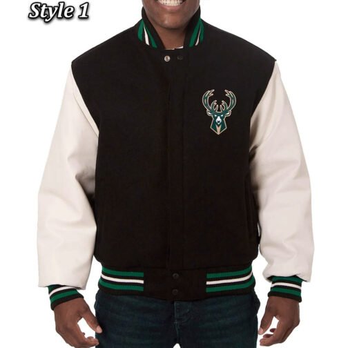 Milwaukee Bucks Black/White Varsity Jacket
