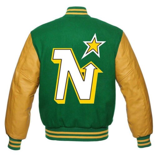 Minnesota North Stars Green and Gold Varsity Jacket - Image 2