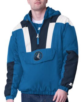 Blue/Navy Minnesota Timberwolves Charger Half-Zip Pullover Jacket