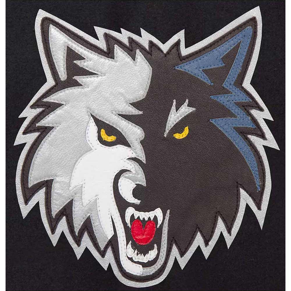 Minnesota Timberwolves Domestic Varsity Black and Royal Varsity Jacket - Image 3