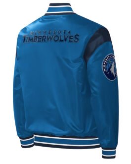 Blue Minnesota Timberwolves Force Play Varsity Satin Jacket