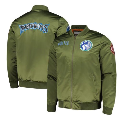 Minnesota Timberwolves Hardwood Classics Retro Green Satin Jacket - Image 3