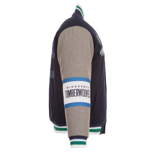 Minnesota Timberwolves Navy and Gray Varsity Wool Jacket - Image 4
