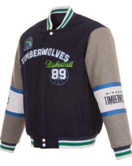 Minnesota Timberwolves Navy and Gray Varsity Wool Jacket