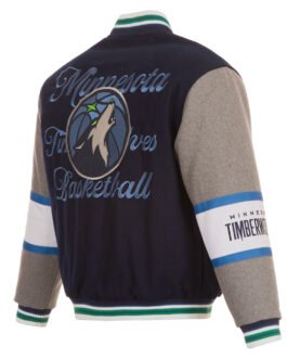 Minnesota Timberwolves Navy and Gray Varsity Wool Jacket
