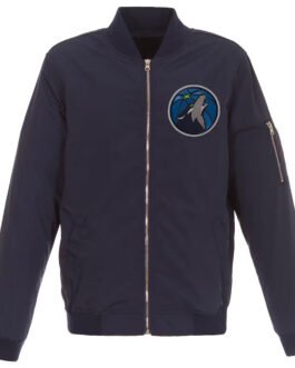 Navy/Grey Minnesota Timberwolves Lightweight Bomber Jacket
