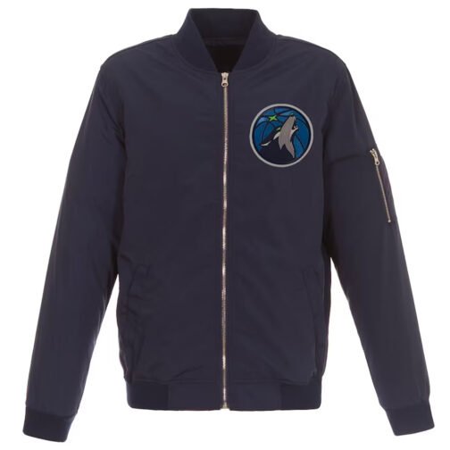 Navy/Grey Minnesota Timberwolves Lightweight Bomber Jacket