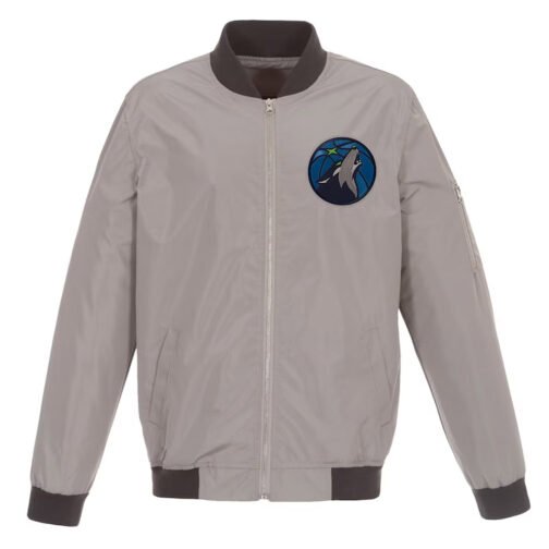 Navy/Grey Minnesota Timberwolves Lightweight Bomber Jacket - Image 2