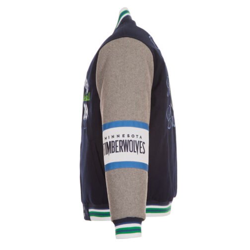 Minnesota Timberwolves Navy and Gray Varsity Wool Jacket - Image 5
