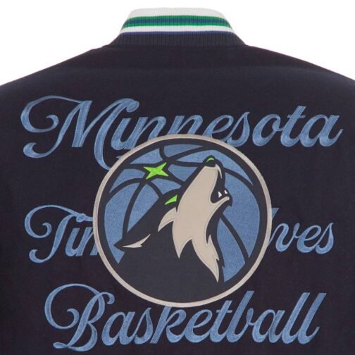 Minnesota Timberwolves Navy and Gray Varsity Wool Jacket - Image 7