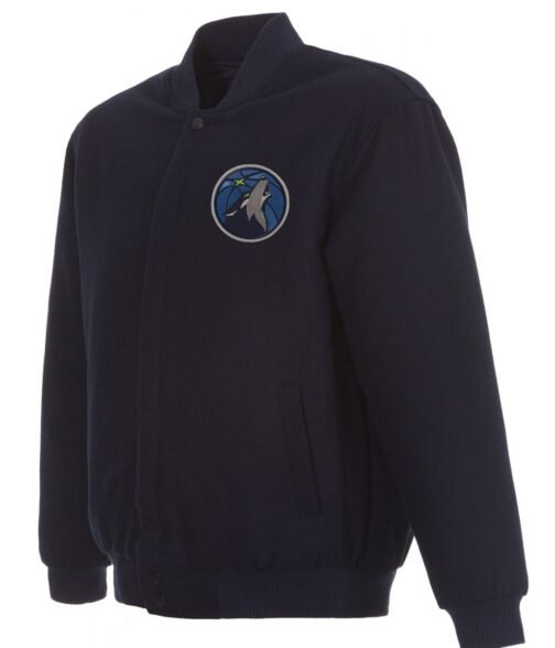 Varsity Minnesota Timberwolvesvarsity Navy Blue Wool Jacket