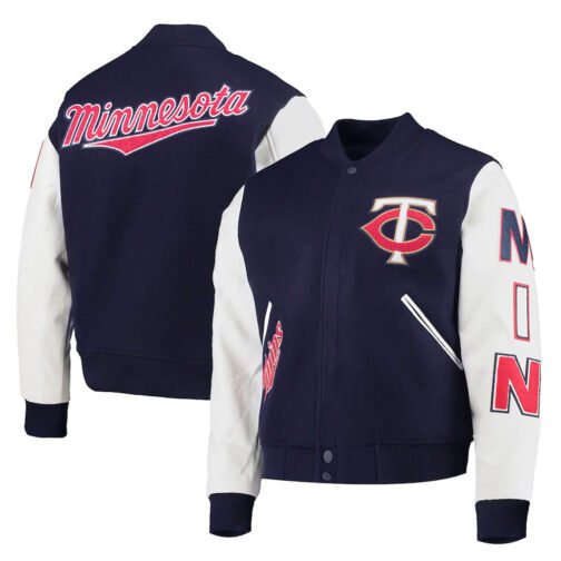 Minnesota Twins Letterman Navy and White Jacket - Image 4