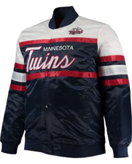 Minnesota Twins Coaches Navy Blue and Red Full-Snap Jacket