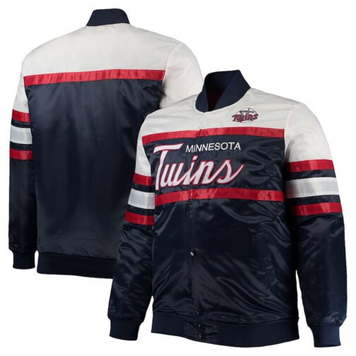 Minnesota Twins Coaches Navy Blue and Red Full-Snap Jacket - Image 3