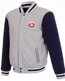 Minnesota Twins Varsity Gray/Navy Wool Jacket