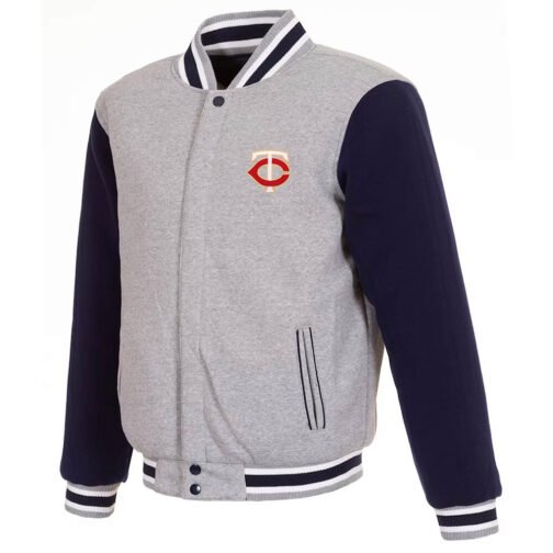 Minnesota Twins Varsity Gray/Navy Wool Jacket