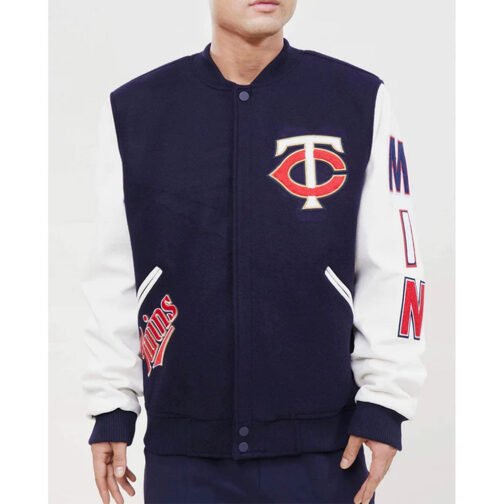 Minnesota Twins Letterman Navy and White Jacket - Image 3