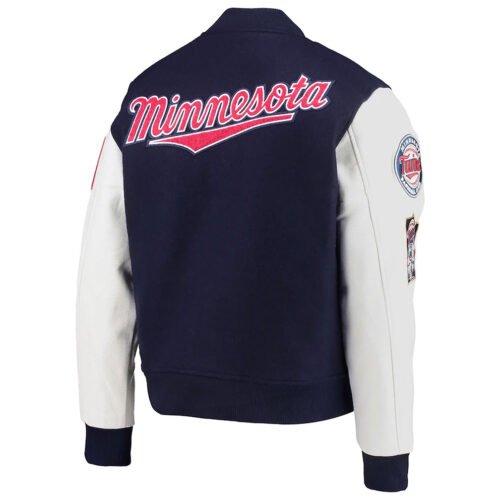 Minnesota Twins Letterman Navy and White Jacket - Image 2