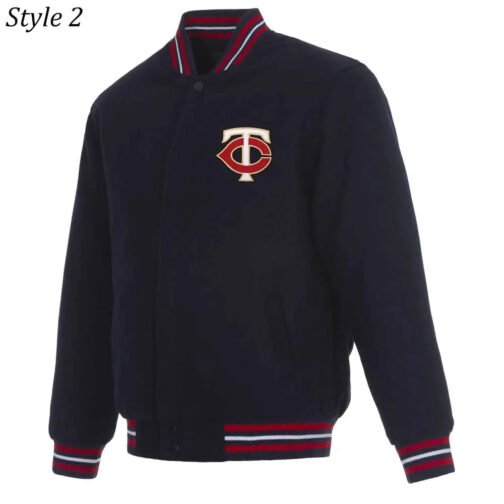 Minnesota Twins Navy Varsity Wool Jacket - Image 2