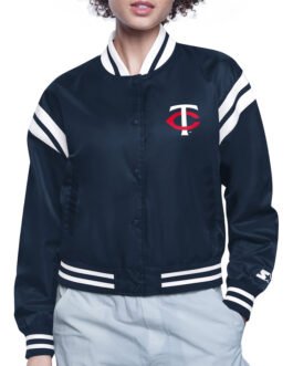 Minnesota Twins Printed Logo Varsity Satin Jacket