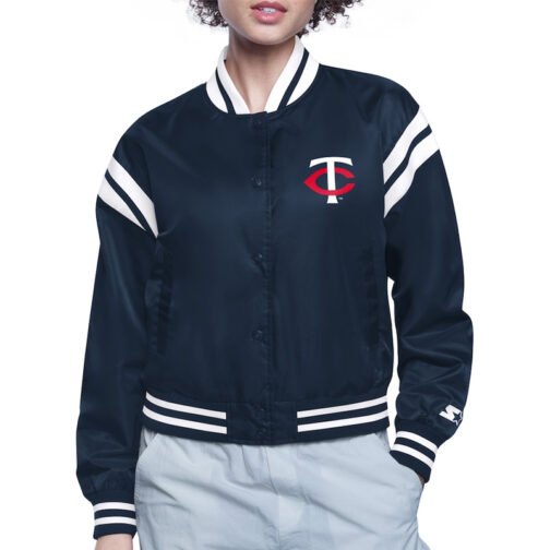Minnesota Twins Printed Logo Varsity Satin Jacket