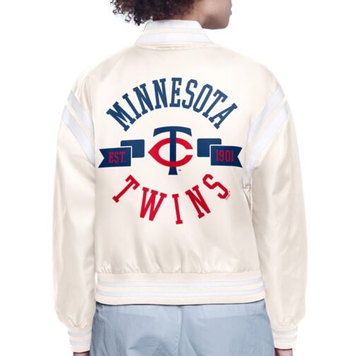 Minnesota Twins Printed Logo Varsity Satin Jacket - Image 4