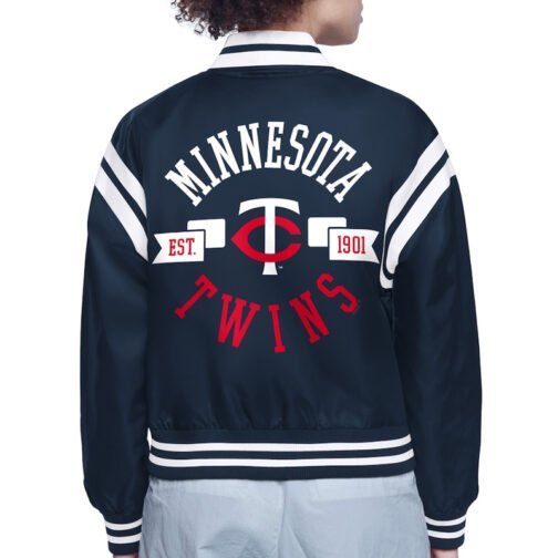 Minnesota Twins Printed Logo Varsity Satin Jacket - Image 3